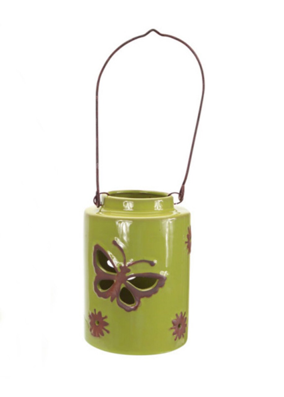 Melrose 12.5" Green Cut-Out Butterfly Tea Light or Votive Candle Holder